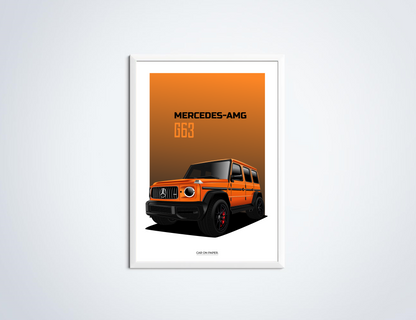 Mercedes AMG G63 Oranje Poster in Lijst