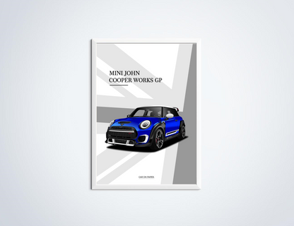 MINI JCW GP3 Blauw Poster in Lijst