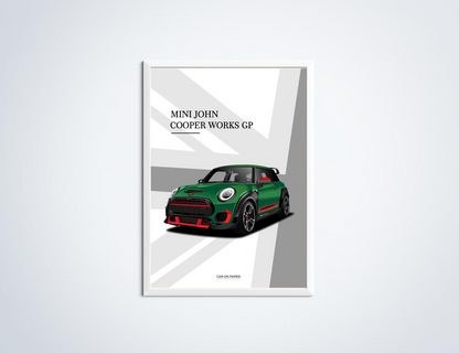 MINI JCW GP3 Groen Poster in Lijst