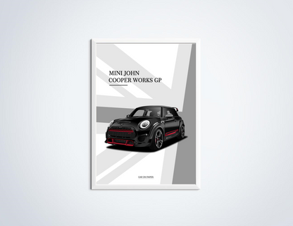 MINI JCW GP3 Zwart Poster in Lijst