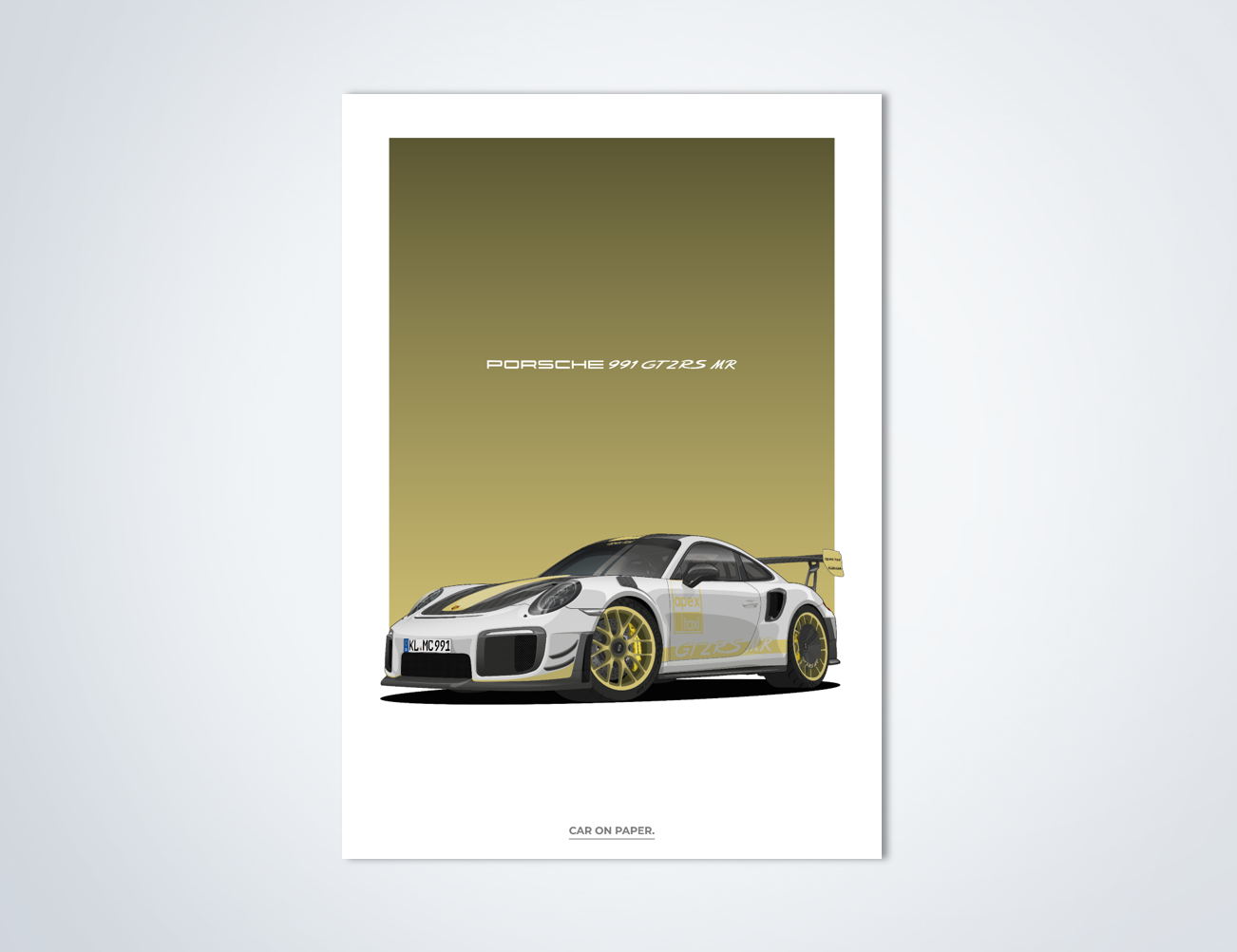 Porsche 991 GT2 RS MR Goud Poster