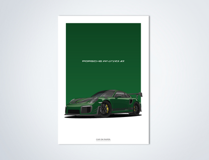 Porsche 991 GT2 RS MR Donkergroen Poster